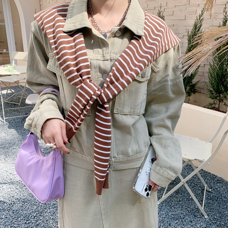 Striped Knitted Shawl Outside The Spring And Autumn Summer Outside The Office Network Red Air-Conditioned Room To Protect The Neck Scarf Shoulder On The Vest Application Scenario
