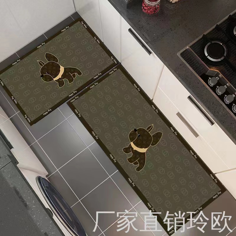Cross-border kitchen floor mat wholesale rubber non-slip kitchen anti-oil non-slip imitation wool mat entry foot blanket Specification drawing