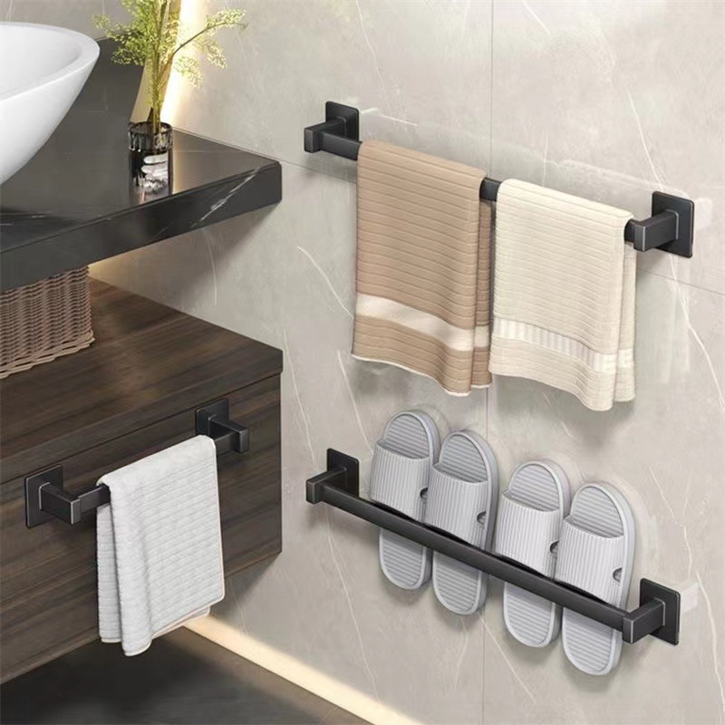 Bathroom towel rack, non-perforated bath towel rack, towel rod, bathroom hanging rod, door slipper hanging rod wholesale, multi-purpose Specification image