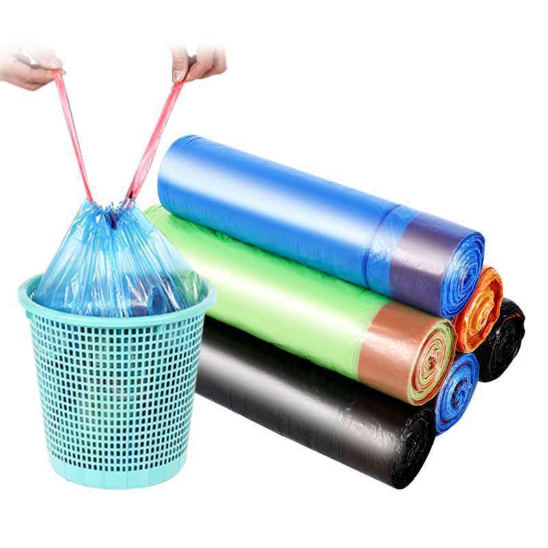 [New Garbage Bag] Household Flat Mouth Hand Drawstring Thickened Color Classification Disposable Large Plastic Bag Item Picture
