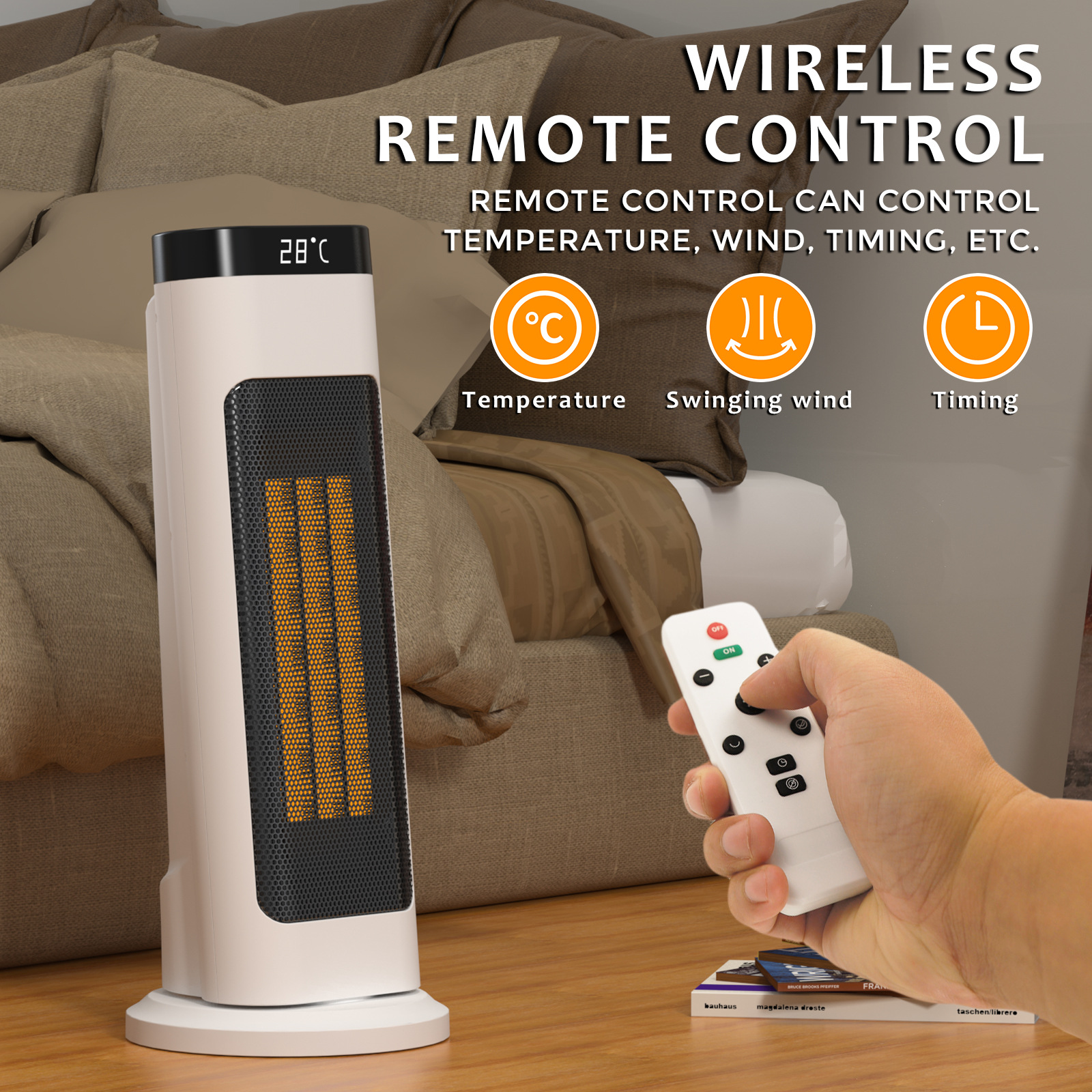 New household countertop heating machine, fast heating, silent oscillating warm air blower, small household electric heating blower for dormitories, cross-border details Picture