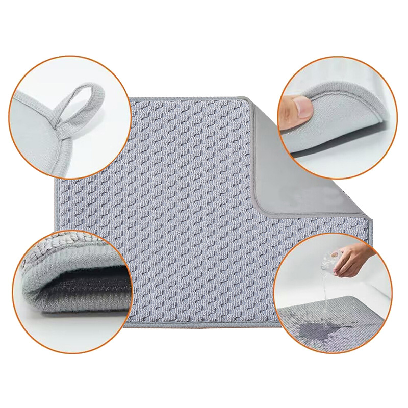 Cross Border Microfiber Absorbent Quick Drying Three-Layer Drain Mat Kitchen Utensils Utensils Filter Water Drying Mat Household Kitchen Placemat Application Scenario