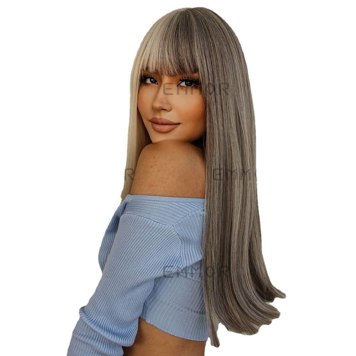 The cross-border fashion wigs with bangs and negative fibers from the source factory are selling well details Picture