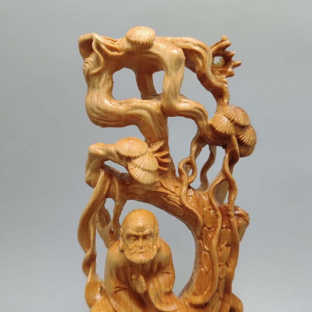 Cliff Bodhidharma Decoration Root Carving With Shape Living Room Wood Carving Arts And Crafts Play Wooden Dharma details Picture