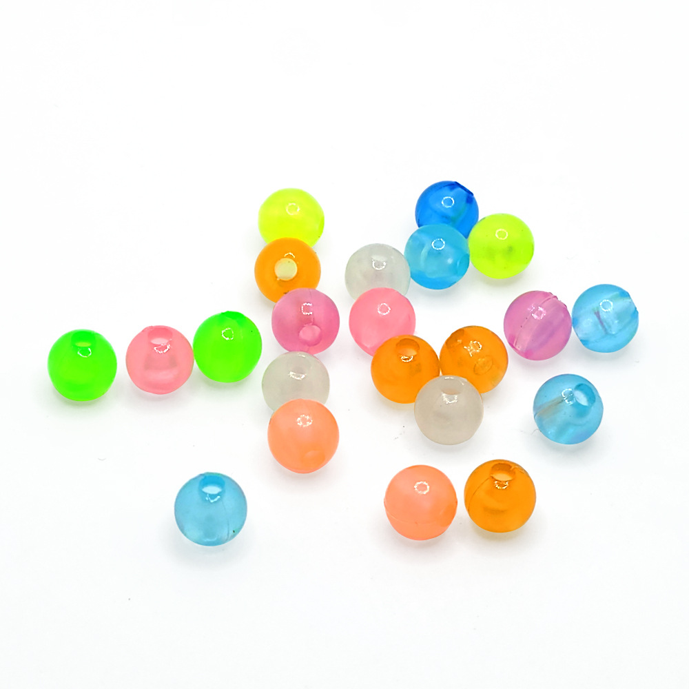 Acrylic colored children's DIY luminous beads, luminous straight hole round beads, jelly beads, fishing gear beads with holes and loose beads details Picture