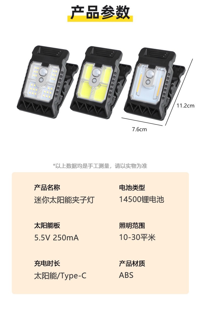 太阳能庭院灯家用花园照明灯人体感应多功能露天室外夹子草坪灯详情2