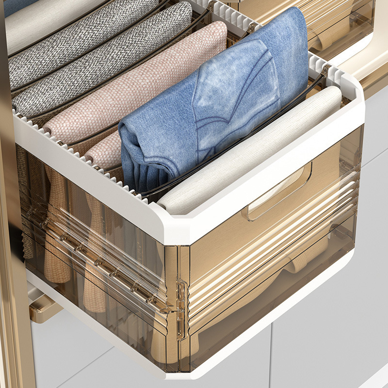 Pants Storage Artefact Wardrobe Clothing Plastic Storage Box Organizer Box Layering Storage Collapsible Adjustable Household Organizer Box details Picture