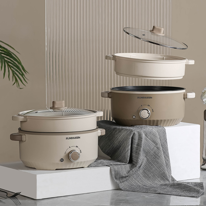 Large Capacity Household Electric Cooking Pot Electric Hot Pot Multi-Functional Cooking Pot One Pot Dormitory Non-Stick Electric Wok Electric Steamer Application Scenario