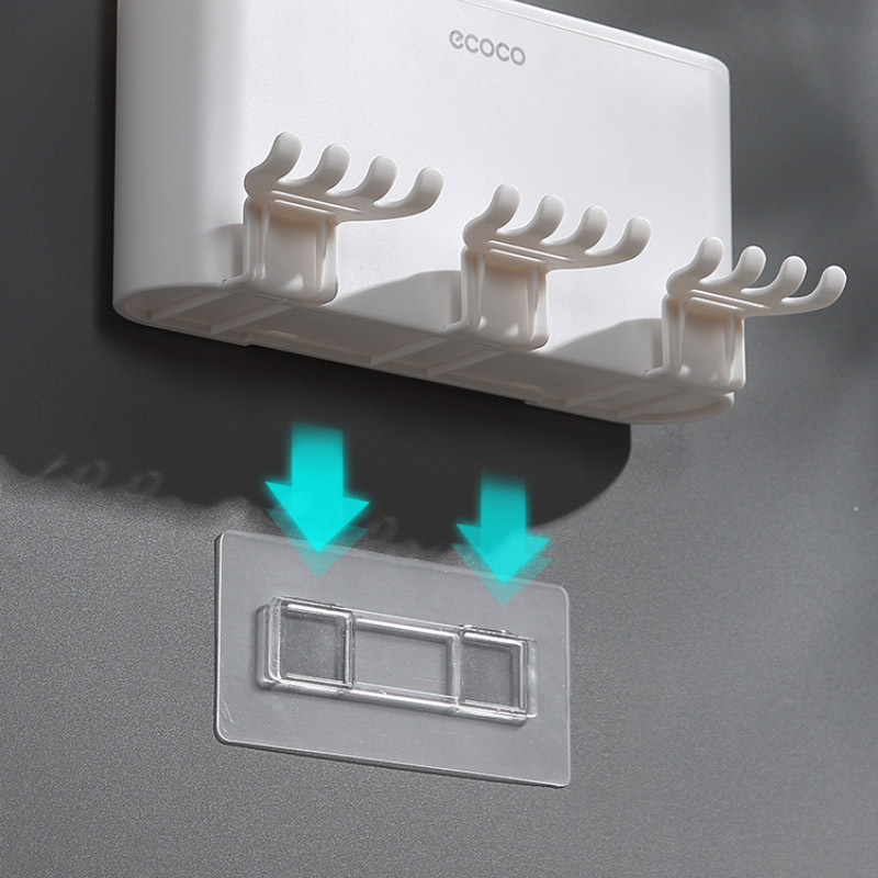 High profile horizontal wall mounted toothbrush cup holder Toothbrush storage holder Punch free mouthwash cup Brushing cup toilet tooth cup holder Application Scenario