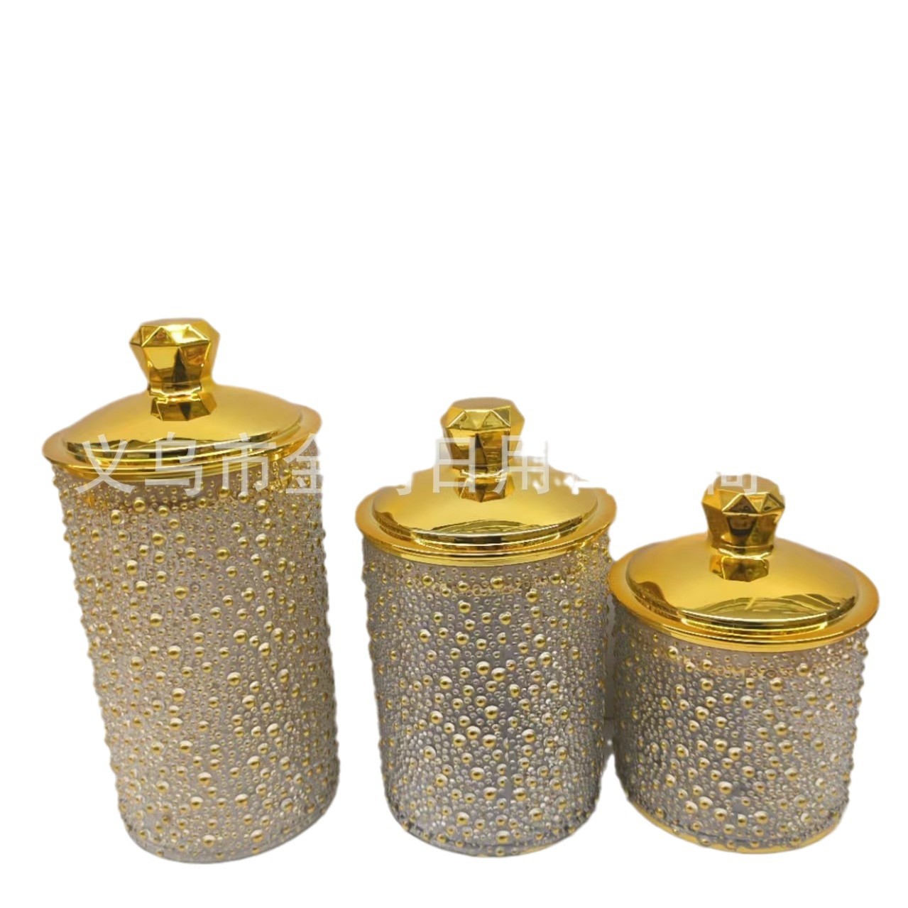 Golden pearl storage jar, desktop portable nut and candy jar, hotel tea jar decoration Item Picture