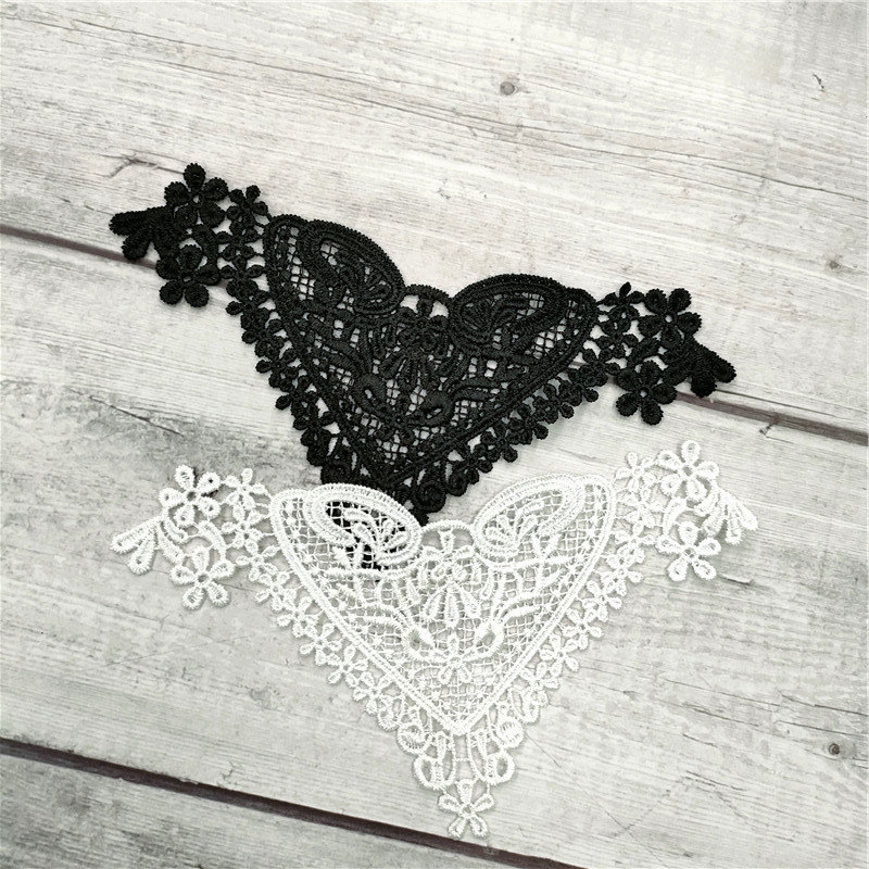 Manufacturers Direct Lace Flower A Sexy Underwear White Black Polyester Love Collar Hollow Water Soluble Clothing Accessories Specification drawing