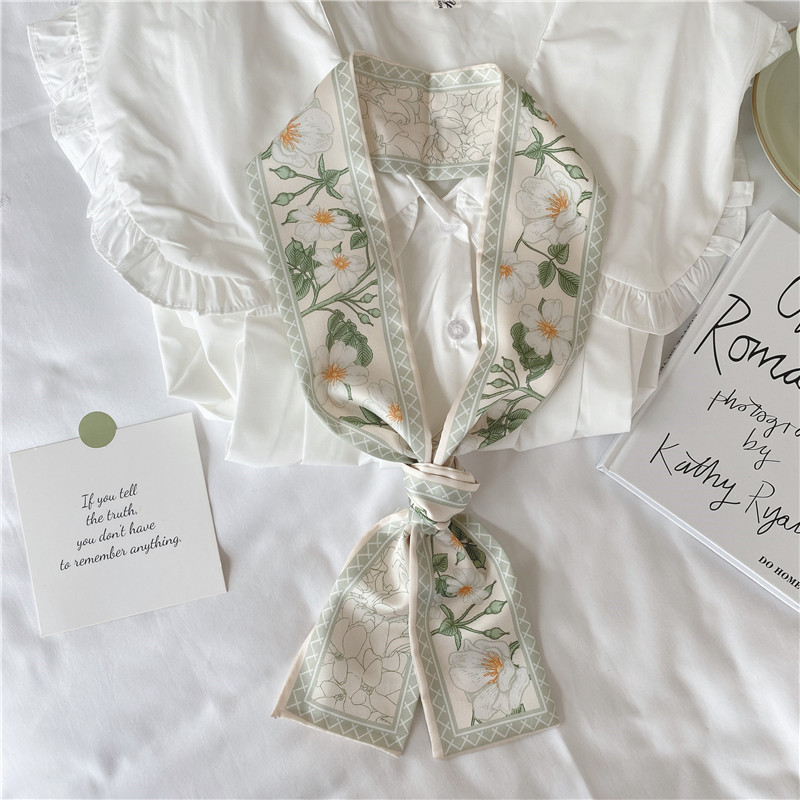 Super Fairy Flower Silk Scarf Long Tie Hair Band Peony Streamer Braided Hair Rope 2024 New Silk Scarf Headwear Specification drawing
