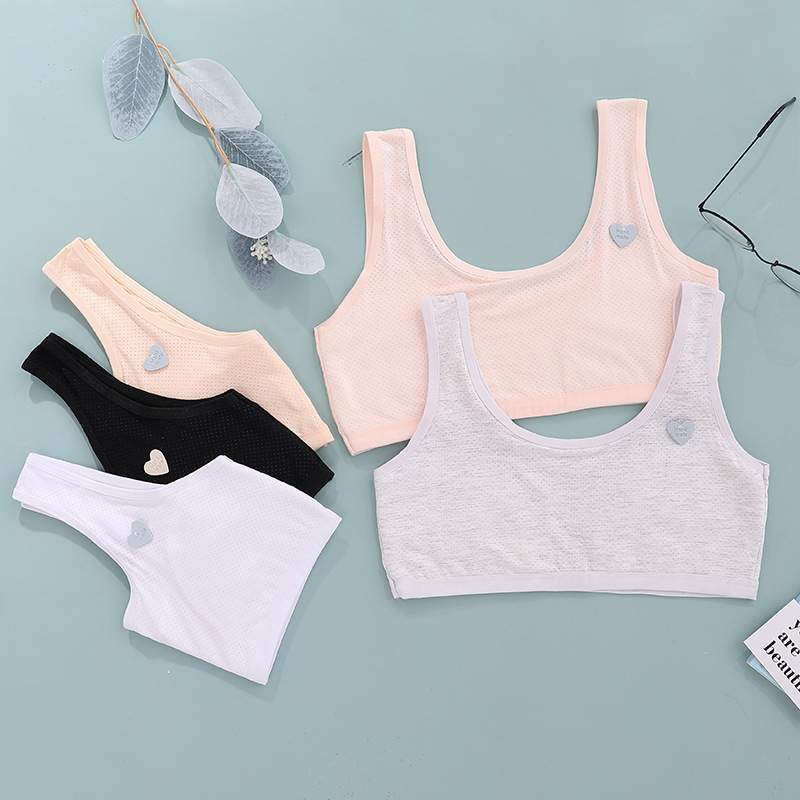 New girl underwear women's one piece pneumothorax pad pure cotton inner anti-leakage fixed cup vest bra full figure