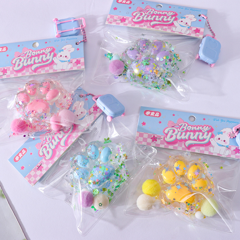 Crystal cat claw pinch relief toy Color sequins transparent cat claw vent creative pinch music spot wholesale details Picture