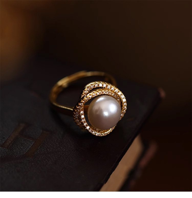 玫瑰花天然淡水珍珠戒指轻奢高级感新中式小众开口手饰品指环批发详情10