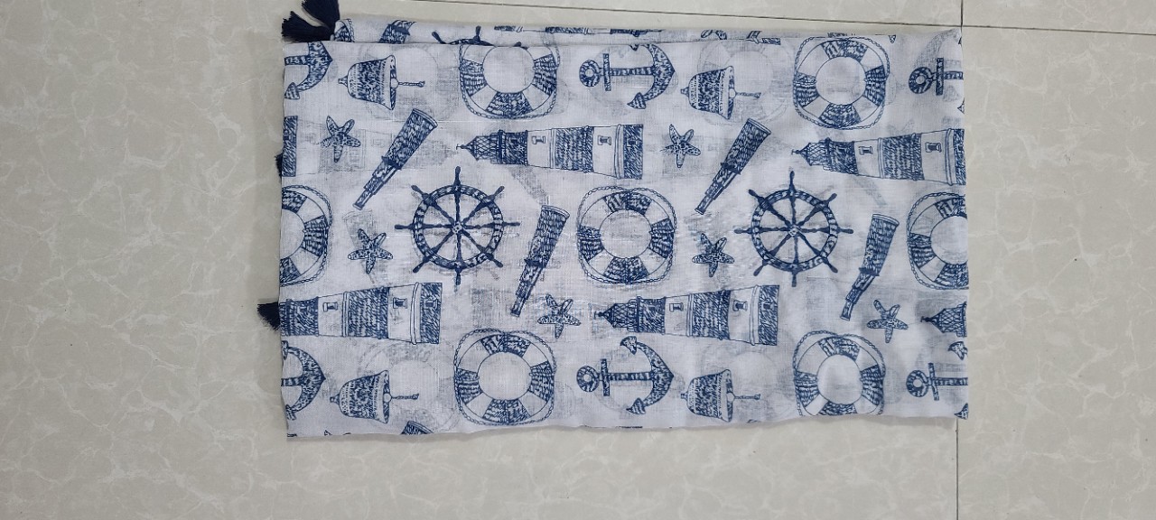 Gift Box Spring And Autumn Fringe Scarf Spot Jade Woman Long Scarf Navy Element Anchor Pattern Silk Scarf With Shawl