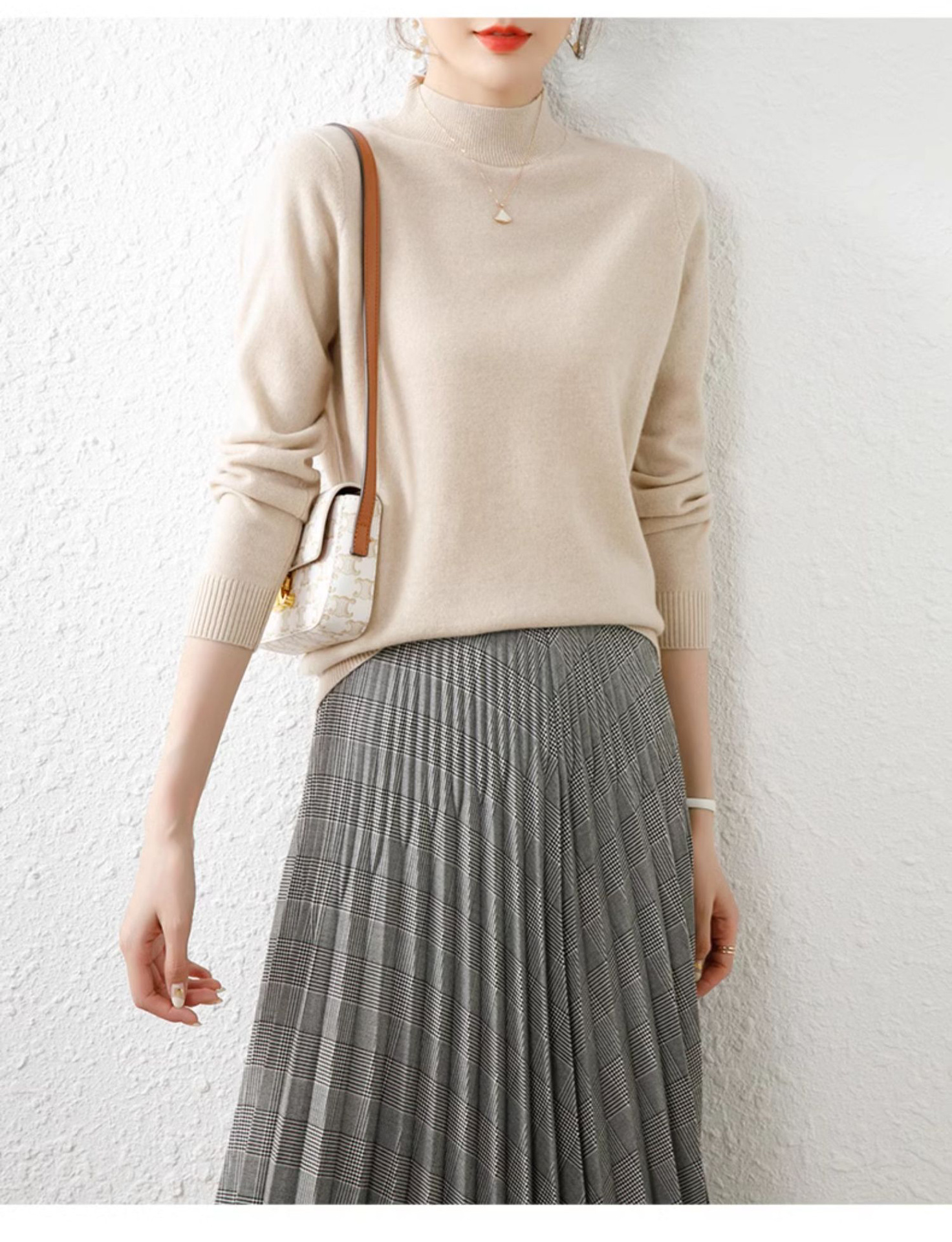 One-piece consignment delivery of 100 wool sweater for women, semi-high neck winter knitted versatile shirt, base layer T10038 pic 19