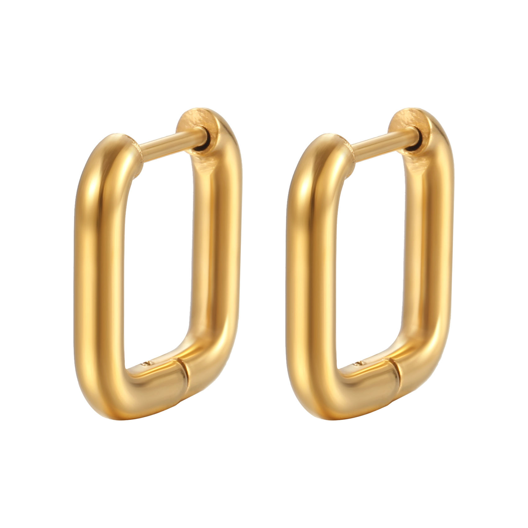 Cross-border geometric irregular stainless steel ear buckles, trendy and fashionable five-pointed star heart square polygonal titanium steel earrings details Picture