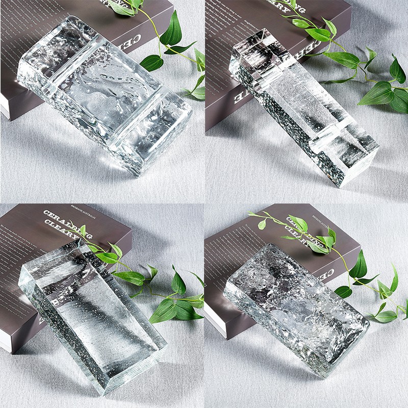 水晶玻璃磚透明方形實心水晶磚隔斷牆磚創意彩色氣泡磚廠家批發