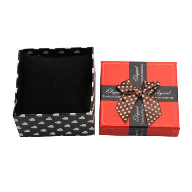 Novelty Heart Pattern Bow Paper Box Watch Box Cover Jewelry Bracelet Jewelry Storage Packaging Gift Box Item Picture