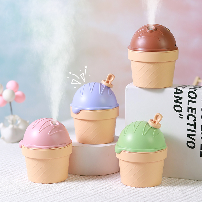 New cartoon mini ice cream humidifier for cross-border trade, USB direct plug desktop spray humidifier gift