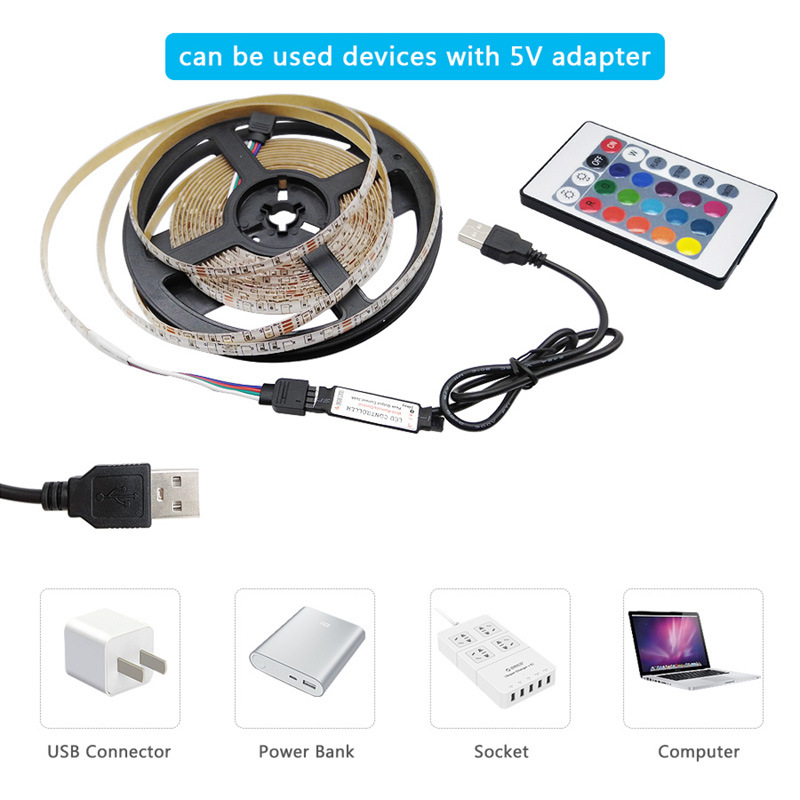 5V2835rgb Light With 60 Lights Three-Color Color-Changing Led Self-Adhesive Soft Light Bar Bluetooth Infrared Control Background Light Application Scenario