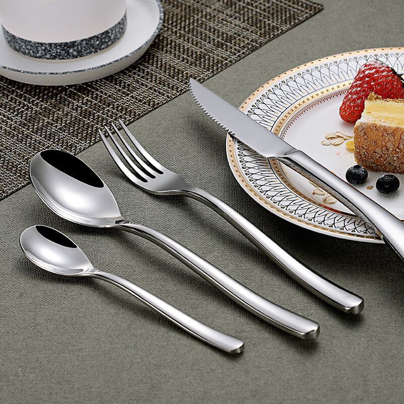 High-Grade Spot French Moonlight Knife, Fork And Spoon Stainless Steel Western Tableware Soup Spoon Dessert Fork A Piece Of Hair Application Scenario