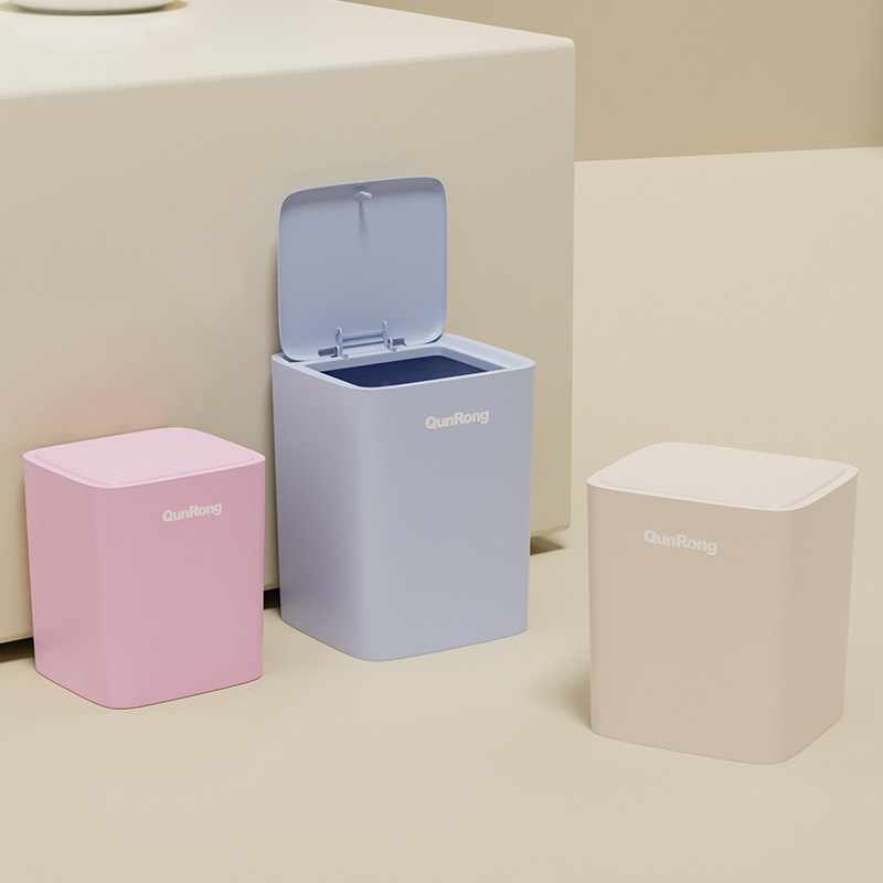 高颜值简约按压弹盖垃圾桶家用卫生间厨房大号大容量带盖卫生桶