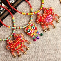 Colorful rope necklace small tiger cartoon pendant children grab weeks long life lock baby Dragon Boat Festival collar Tang suit accessories