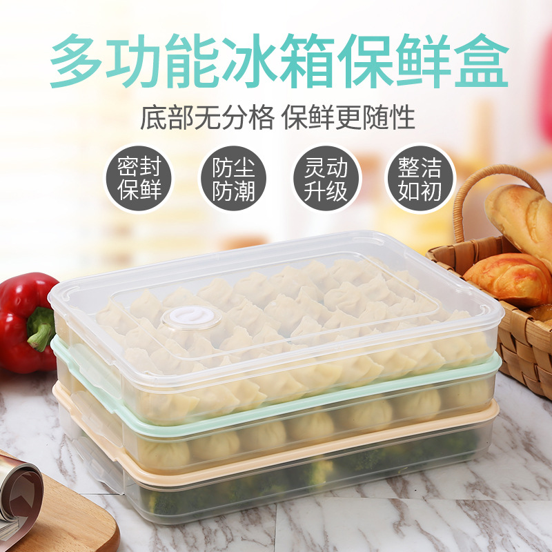 多功能冰箱保鲜盒加厚大容量防尘食物收纳盒食品级材质饺子收纳盒
