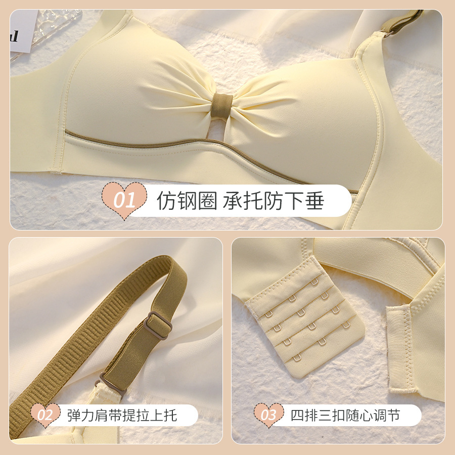 T Cross-border best-selling summer seamless underwear, small chest gathering thin bra, anti-sagging, beautiful back, soft underwear without steel rings Specification image
