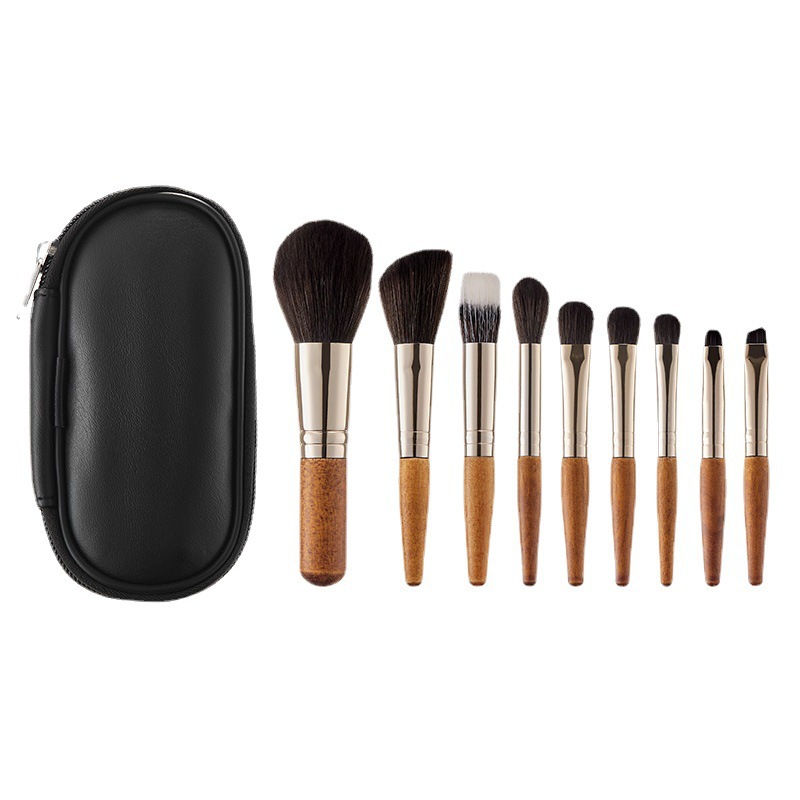 Mini 9-piece makeup brush set for beginners, portable travel brush, loose powder and contouring Item Picture