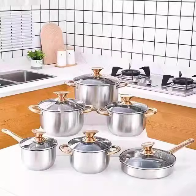 One stainless steel pot, soup pot set, thickened universal old-fashioned frying pot, milk pot, single-bottom pot set wholesale 304