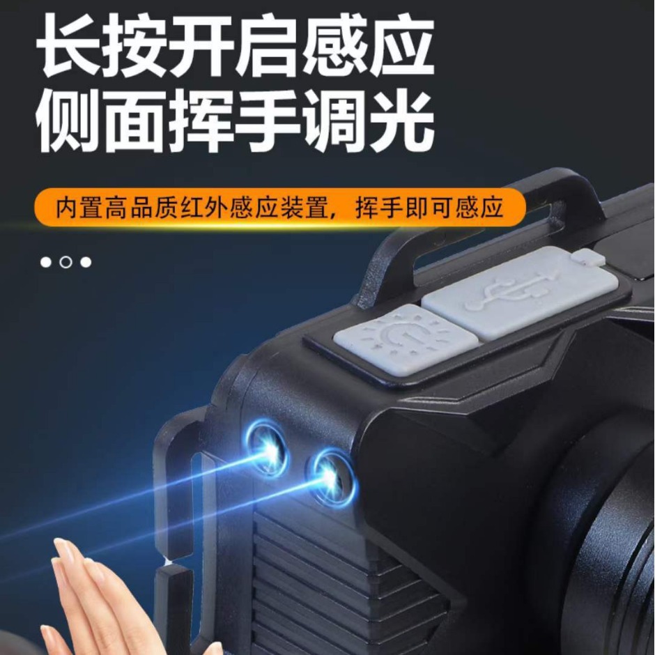 跨境智能感应头灯头戴式P50强光头灯矿灯户外工作灯led电显钓鱼灯 details Picture