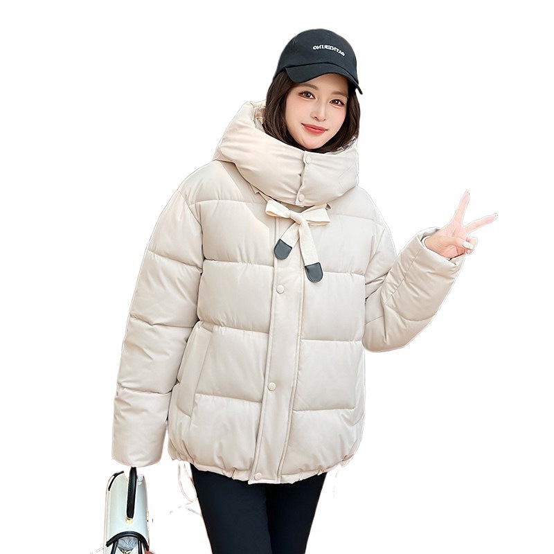 European and American style cotton-padded jacket 2025 Winter new yellow short hooded thick cotton-padded jacket, Cangzhou bread jacket women's jacket coat details Picture