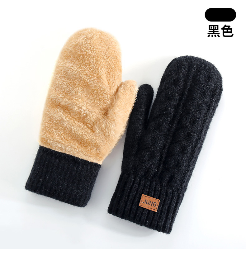 新款冬季女士保暖手套加绒加厚连指手套包套双层包指滑雪针织手套详情22