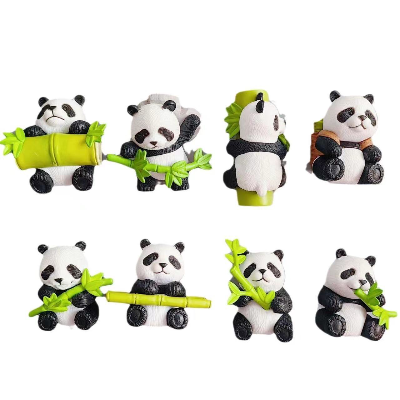 Panda Fridge Magnet 3d Stereoscopic Home Creative Magnetic Decoration Chengdu Tourist Souvenir Panda 8-piece Set Item Picture