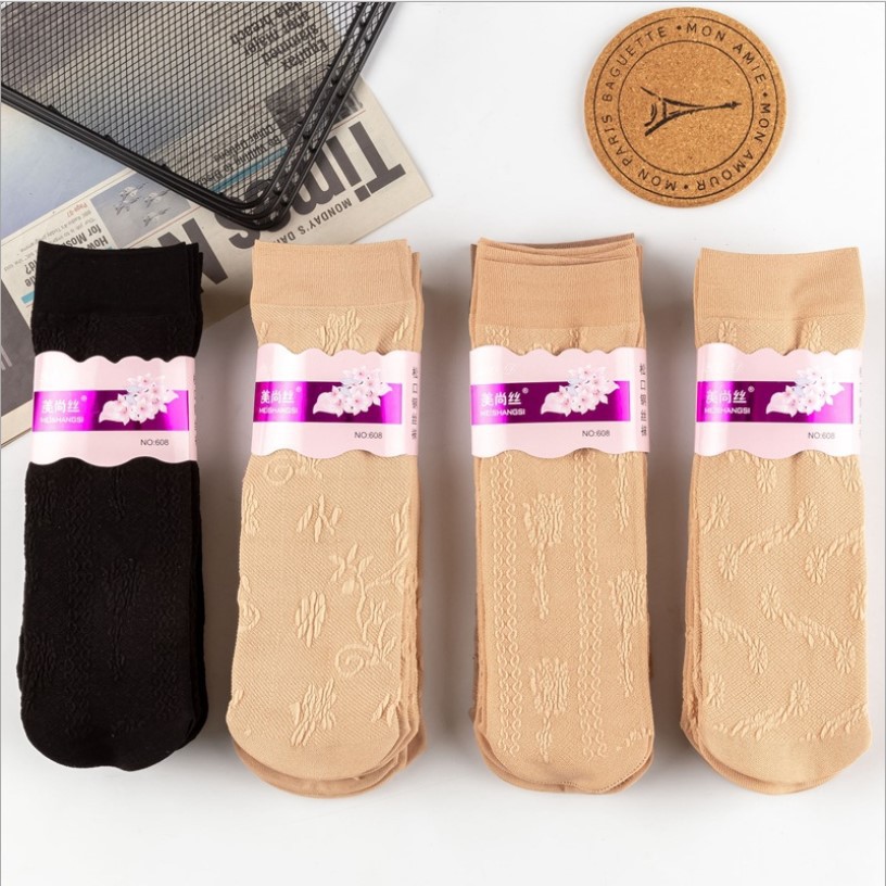 Wholesale of dark-patterned silk stockings for middle-aged and elderly people in spring and summer, medium-thick, non-snaggy, flesh-colored velvet sturdy silk stockings for children, and socks for grandmothers