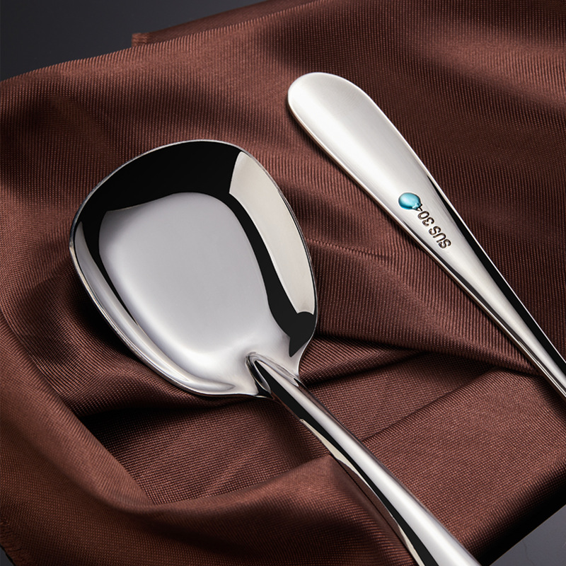 304 Stainless Steel Flat Spoon Creative Long Handle Square Spoon Thickened Spoon Korean Student Tableware Dessert Spoon details Picture
