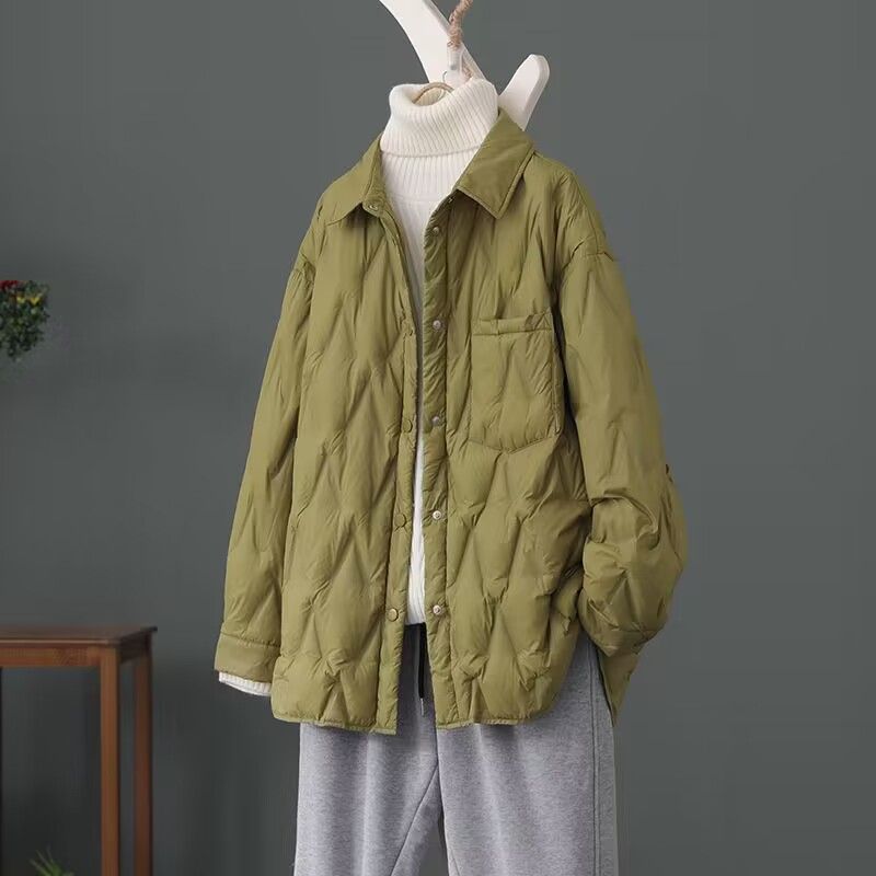 This light and thin shirt down jacket is a new style for women's autumn and winter 2025. It is casual, loose, slimming, versatile and warm details Picture