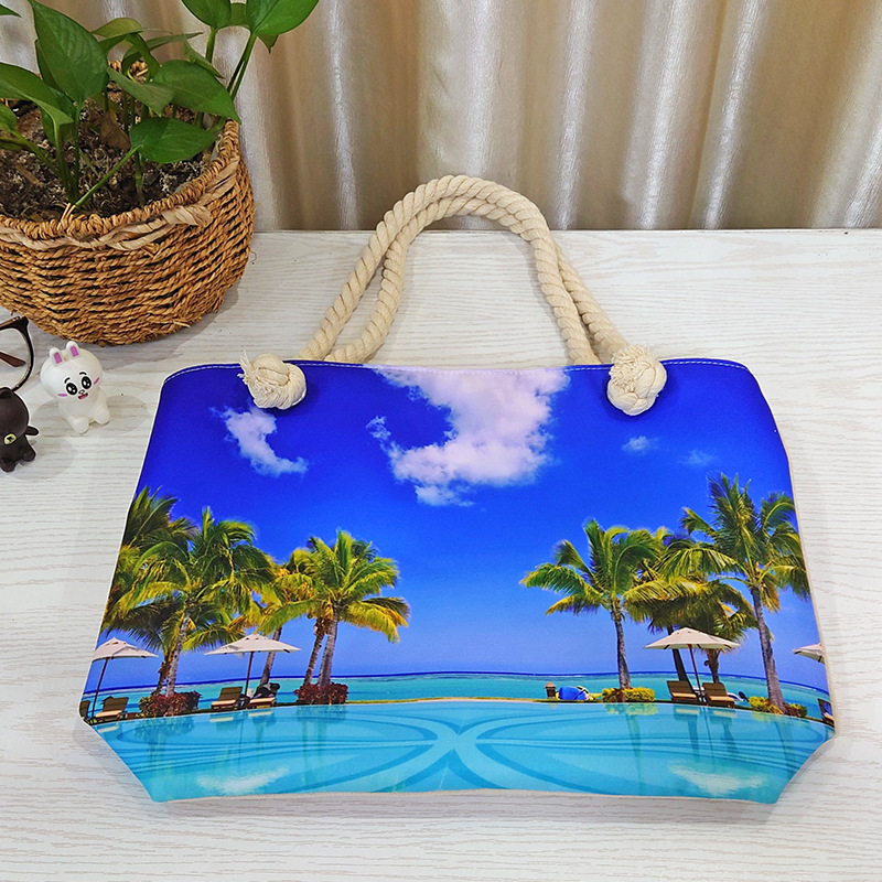 Canvas Beach Bag Women's Tote Bag With Bottom, No Side Shoulder Sports Tote Large Capacity Canvas Bag Application Scenario