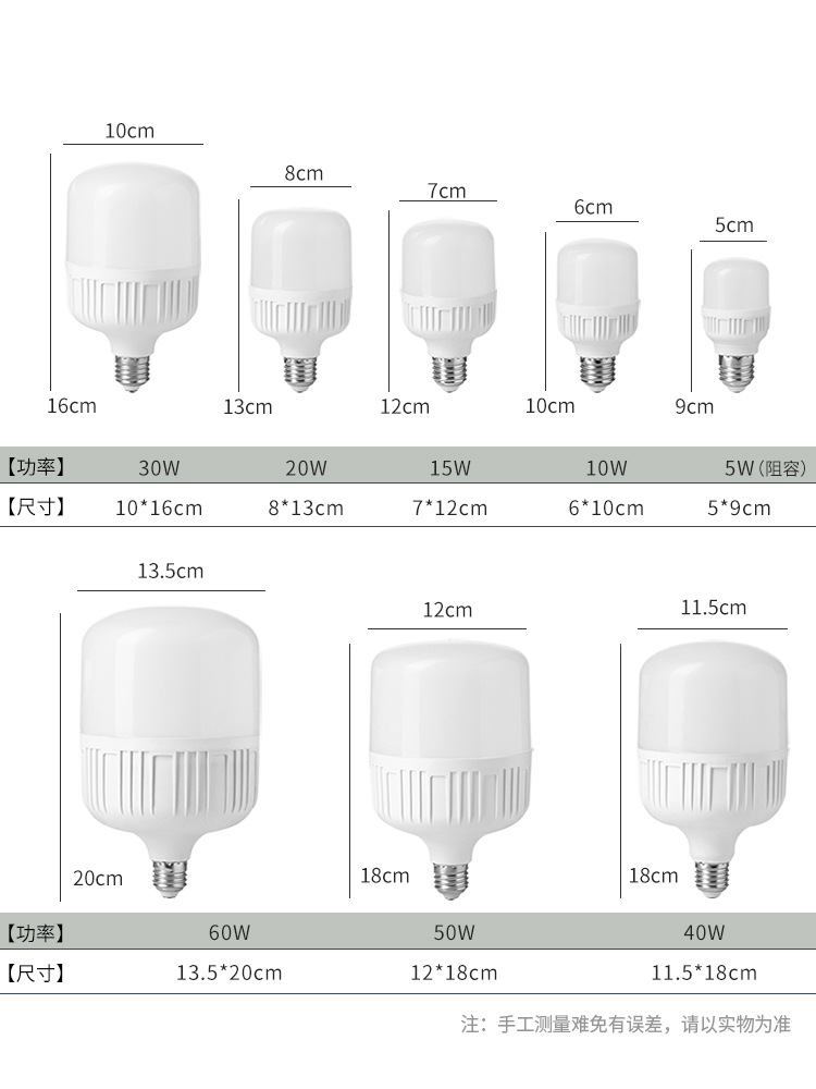 Energy-Saving Bulbs Led Lighting Household High Light E27 Screw Screw High Power Bulb Lamp Indoor Factory Lighting Specification drawing