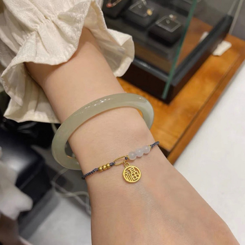 Qingbai Jade Bracelet Xinjiang And Tian Shi Qingbai Jade Bracelet For Women Jingle Round Thin Strip True Clear Water Jade Bracelet Gifts Specification drawing