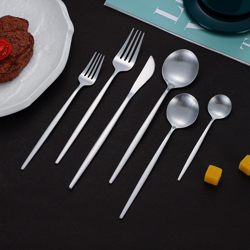 Amazon Matte Portuguese Cutlery Set Gold High Appearance Level Hotel Restaurant Steak Stainless Steel Knife, Fork And Spoon Specification drawing