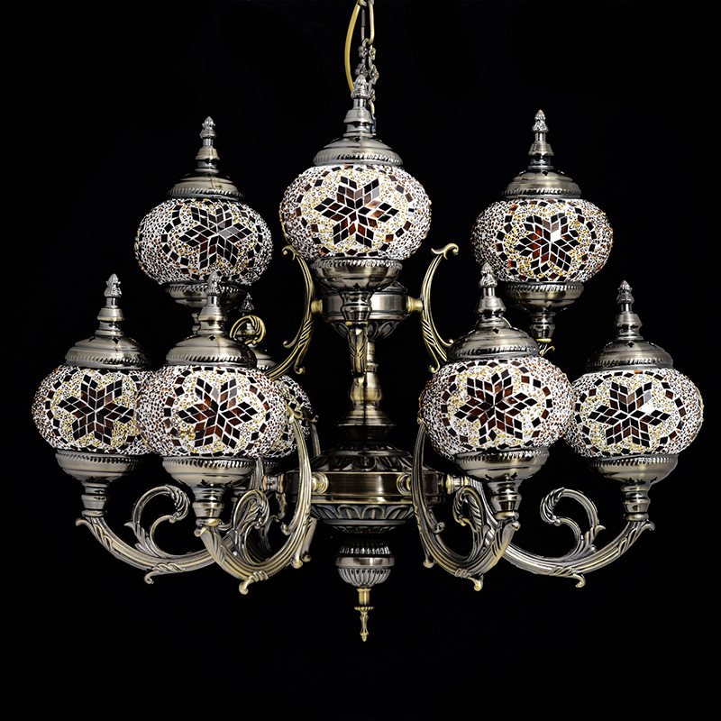 The bedroom chandelier is a multi-head chandelier with a Turkish retro homestay hotel style, restaurant, bar and coffee shop decoration Specification image