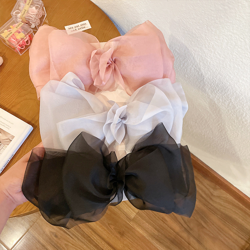 Korean Double-Sided Bow Grab Clip Temperament Black Hair Clip Advanced Touch Shark Clip Fall/Winter Hair Clip Headpiece Clip Application Scenario