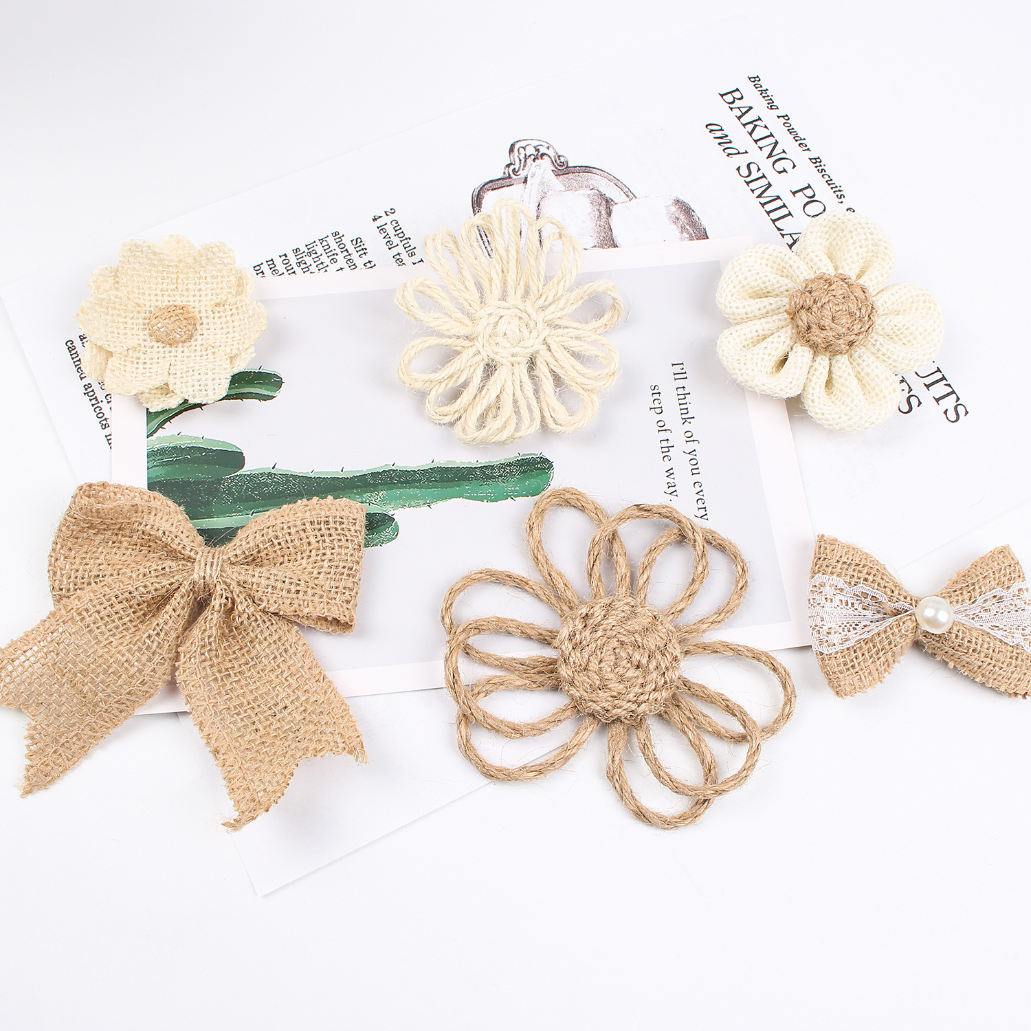 18 cross-border best-selling floral linen bows, DIY hand-woven linen flowers, retro scene decoration items Application Scenario