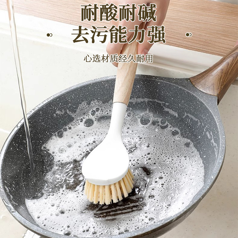 Plastic pot brush, household kitchen pot brush, dishwashing pot non-stick brush, long-handled cleaning brush, descaling and grease bowl brush Application Scenario