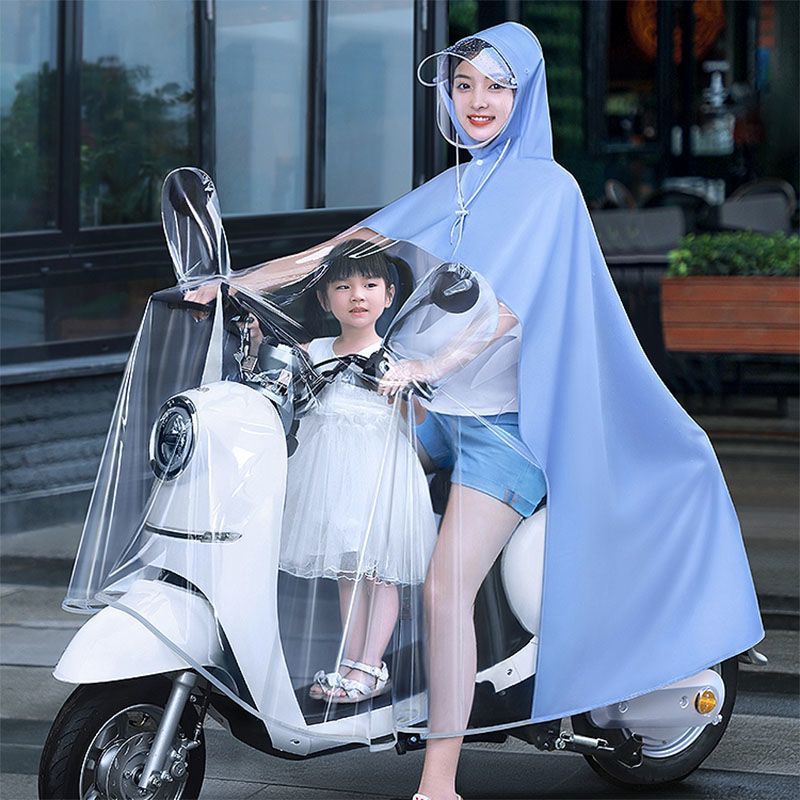 Motorbike raincoat single double mother-and-child full-body rainstorm-proof motorcycle transparent poncho