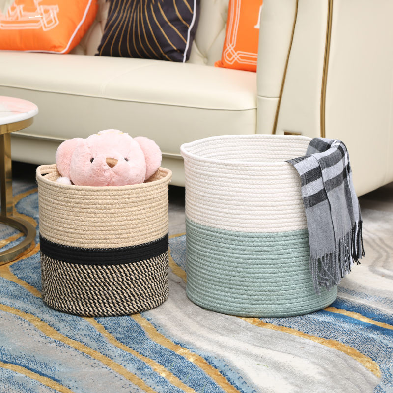 Laundry Basket Imitation Rattan Woven Dirty Clothes Toy Storage Basket Light Luxury Laundry Bucket Household Laundry Basket Woven Basket details Picture